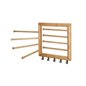 Wall-Mounted Bamboo Swivel-Arm Clothes Drying Rack