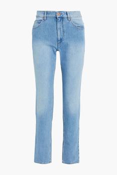 推荐Clover embroidered cropped mid-rise straight-leg jeans商品