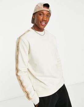 ck卫衣是什么牌子, Calvin Klein | Calvin Klein Jeans contrast tape crew neck sweatshirt in stone商品图片 