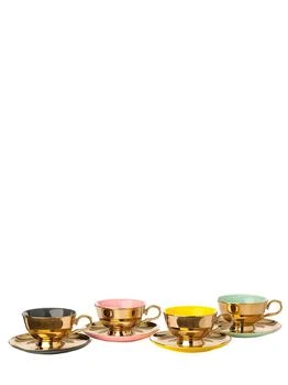 POLSPOTTEN | Set Of 4 Legacy Gold Tea Cups & Saucers,商家LUISAVIAROMA,价格¥1033