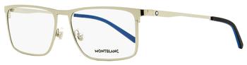 万宝龙眼镜代购, MontBlanc | Montblanc Men's Rectangular Eyeglasses MB0106O 006 Silver/Black/Blue 57mm商品图片 4折