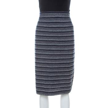 推荐St. John Collection by Marie Gray Navy Blue Striped Knit Skirt XL商品