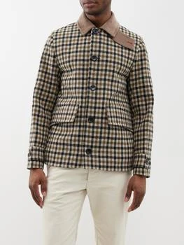 推荐Button-collar check wool jacket商品