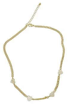 ADORNIA | Pavé CZ Heart Station Curb Chain Necklace,商家Nordstrom Rack,价格¥225