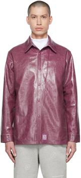 Martine Rose | Purple Overshirt Leather Jacket商品图片,5.7折