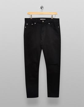 Topman | Topman stretch skinny double knee rip jeans in black商品图片,3.5折×额外8折, 额外八折