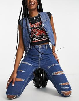 topshop joni, Topshop | Topshop Joni jean with super rip in mid blue商品图片 
