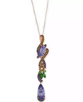 Le Vian | Multi-Gemstone Linear Cluster 18" Pendant Necklace (10-1/4 ct. t.w.) in 14k Rose Gold,商家Macy's,价格¥16652