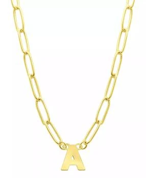 ADORNIA | Tarnish Resistant 14K Gold-Plated Mini Initial Paperclip Chain Necklace,商家Macy's,价格¥127