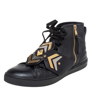 lv长筒靴, [二手商品] Louis Vuitton | Louis Vuitton Black Leather Karakoram Pattern Punchy Sneaker Boots Size 36商品图片 4.8折, 满1件减$100, 满减