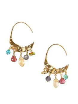 Chan Luu是什么牌子, Chan Luu | Chan Luu 18K Gold-Plated & Multi-Gemstone Crescent Hoop Earrings商品图片 