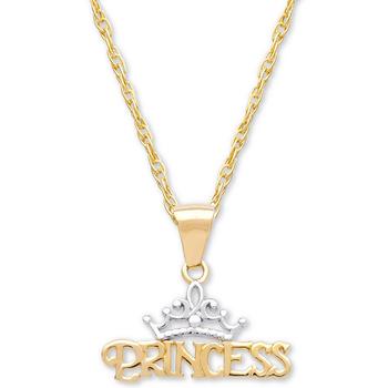 Disney | Children's Princess Tiara 15" Pendant Necklace in 14k Gold商品图片,2.5折