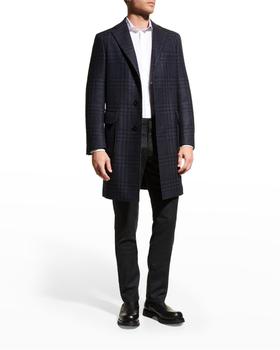 推荐Men's Plaid Wool Topcoat商品