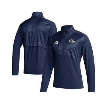 Adidas | Men's Navy Georgia Tech Yellow Jackets Sideline AEROREADY Raglan Sleeve Quarter-Zip Jacket 