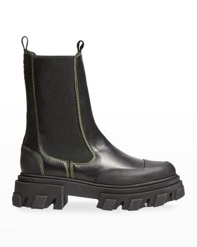 ganni靴, Ganni | 55mm Leather Mid Chelsea Boots商品图片 