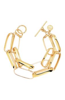 Gabi Rielle好不好, Gabi Rielle | 14K Yellow Gold Vermeil Two Row Oval Chain Link Bracelet商品图片 4.1折