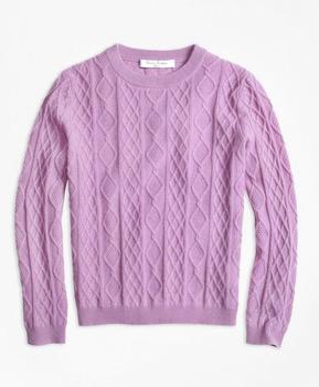 商品Girls Cashmere Diamond Cable Crewneck Sweater,商家Brooks Brothers,价格¥438图片