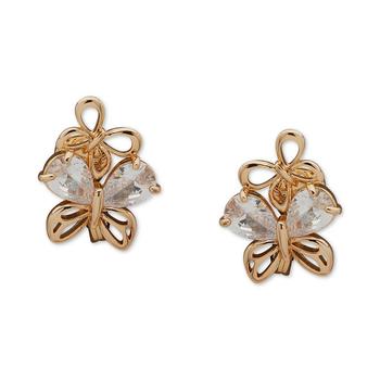 Anne Klein | Gold-Tone Crystal Butterfly Stud Earrings商品图片,