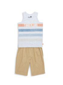 product ​Little Boy's 2-Piece Heathered Striped Tank Top & Shorts Set image