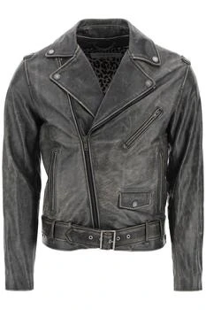 Golden Goose | Vintage-effect leather biker jacket,商家Coltorti Boutique,价格¥5945