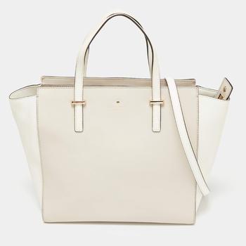 kate spade tote单肩包, [二手商品] Kate Spade | Kate Spade White/Beige Leather Cedar Street Hayden Tote商品图片 5.3折