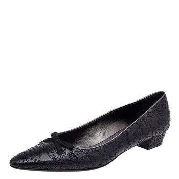 [二手商品] Prada | Prada Black Embroidered Leather Bow Pumps Size 40.5商品图片,2.8折