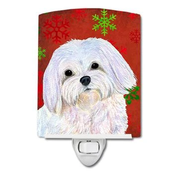 Caroline's Treasures | Maltese Red and Green Snowflakes Holiday Christmas Ceramic Night Light,商家Verishop,价格¥192
