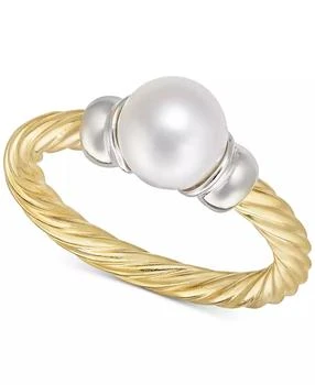 Macy's | Cultured Freshwater Pearl (7mm) Ring in 14k Two-Tone Gold-Plated Sterling Silver,商家Macy's,价格¥386