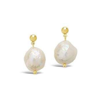 Sterling Forever | Women's Large Baroque Pearl Drop Stud Earrings商品图片,