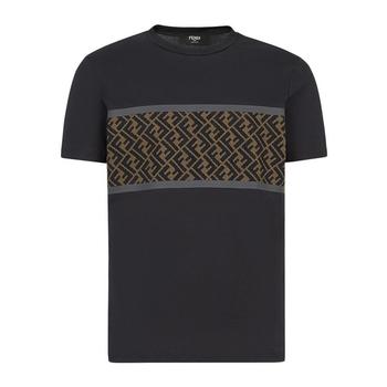 肯迪文正品, Fendi | 香港直邮FENDI芬迪男士黑色双F字母徽标短袖T恤FAF532AD3CF0GME商品图片 额外8.2折x额外9折, 额外八二折, 额外九折