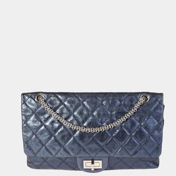 [二手商品] Chanel | Chanel Blue Quilted Calfskin Leather Metallic  Reissue 2.55 227 Double Flap Shoulder Bag商品图片,5.2折
