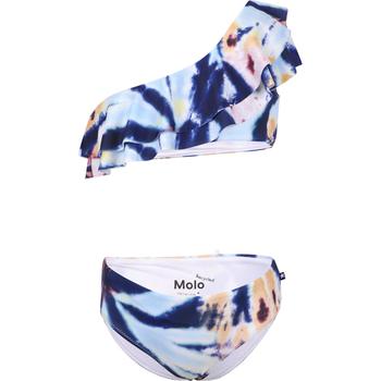 推荐Summer tie dye one shoulder ruffle bikini in blue商品