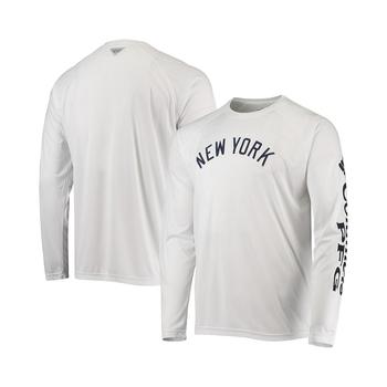 Columbia | Men's White New York Yankees Terminal Tackle Omni-Shade Raglan Long Sleeve T-shirt商品图片,独家减免邮费