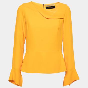 ROLAND MOURET, [二手商品] ROLAND MOURET | Roland Mouret Yellow Crepe Asymmetric Neck Top L商品图片 5.1折