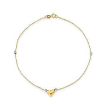 Macy's | Puffed Heart with Beads Anklet in 14k Yellow and White Gold,商家Macy's,价格¥3718