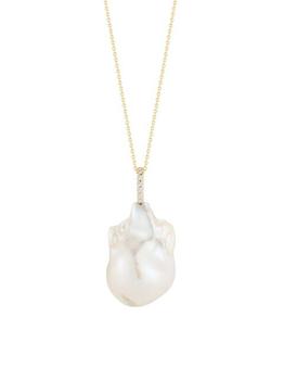 商品MATEO | 14K Yellow Gold, Baroque Pearl & Diamond Pendant Necklace,商家Saks Fifth Avenue,价格¥5557图片