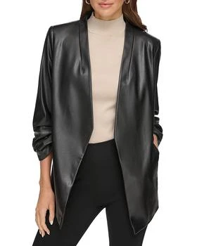 DKNY | Faux Leather Ruched Sleeve Blazer 7.4折