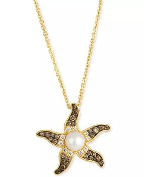 Le Vian | Ombré® Freshwater Pearl (5mm) & Chocolate Ombré Diamond (1/3 ct. t.w.) Starfish Adjustable 19" Pendant Necklace in 14k Gold,商家Macy's,价格¥11759