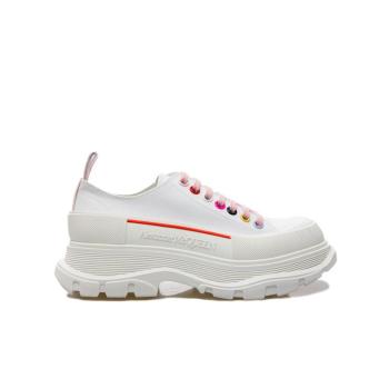亚历山大王短袖衣服, Alexander McQueen | ALEXANDER MCQUEEN 亚历山大·麦昆 Tread Slick 白色厚底低帮休闲帆布彩色女士运动鞋 611705-W4MVV-9650商品图片 独家减免邮费