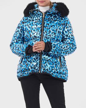 推荐Apres Ski Animal-Print Jacket w/ Detachable Lamb Shearling Hood Trim商品