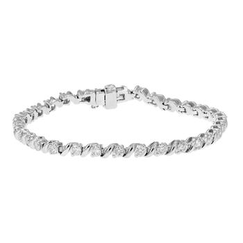 3 cttw SI1-SI2 Certified Diamond Bracelet 14K White Gold I-J Round S-Link 7 Inch product img
