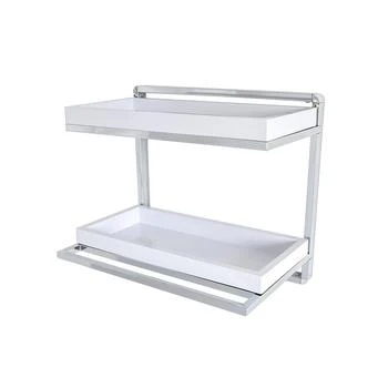 Danya B | Wall Mount 2-Tier Chrome Shelving Unit with Towel Rack and Trays,商家Macy's,价格¥576