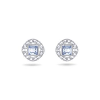 推荐Angelic stud earrings square cut blue rhodium plated商品