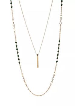商品Gold Tone Jade Crystal 42" Long Multirow Necklace,商家Belk,价格¥80图片