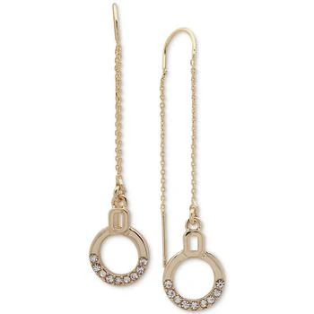 DKNY | Gold-Tone Crystal Circle Threader Earrings,商家Macy's,价格¥209