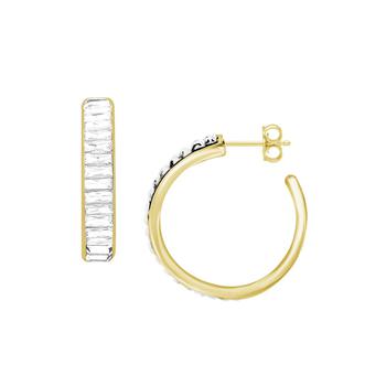 Essentials | Crystal Baguette Hoop Earring, Gold Plate商品图片,2.9折