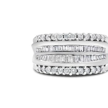 Haus of Brilliance | 14K White Gold 1.00 Cttw Round and Baguette-Cut Diamond Modern Band Ring,商家Verishop,价格¥23375