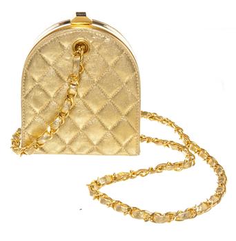 香奈儿女包, [二手商品] Chanel | Chanel Vintage Gold Metallic Quilted Leather Frame Mini Clutch Bag商品图片 