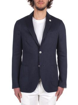 推荐LARDINI Blazer Men Blue Cotone/lino商品