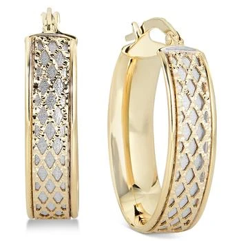 Italian Gold | Lattice-Design Oval Hoop Earrings in 14k White Gold and 14k Gold,商家Macy's,价格¥8605